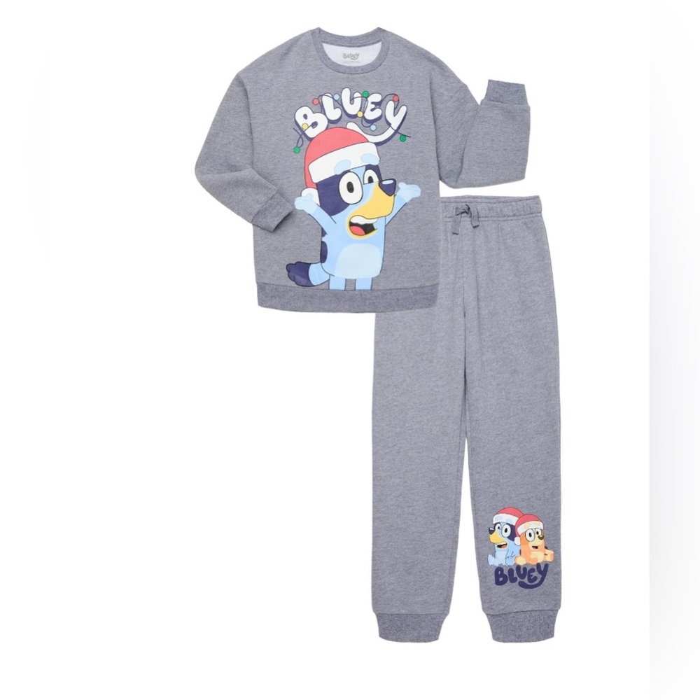 Boys Holiday Christmas Print Sweatshirt and Jogger Set 2 Pieces Bluey XS (4/5)